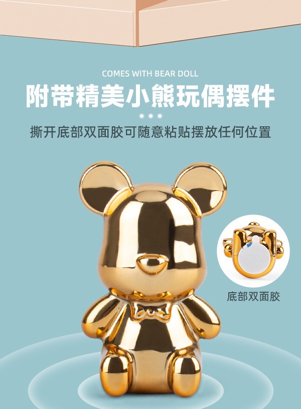 New cute bear Moon LED charging desk lamp, mini electroplated bear USB charging night light with pencil sharpener pic 14