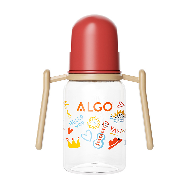 ALGO 新款pp奶瓶彩绘标口直身带手柄120/240ml新生儿奶瓶母婴用品详情7