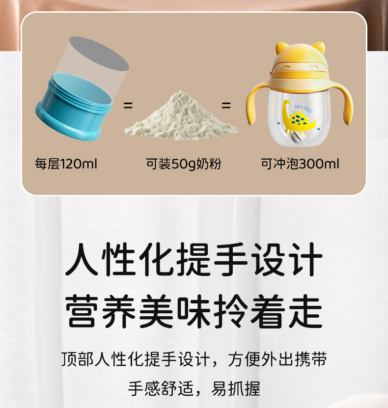 ALGO婴儿奶粉盒便携外出分装辅食盒食品级塑料三层奶粉密封储存罐详情7