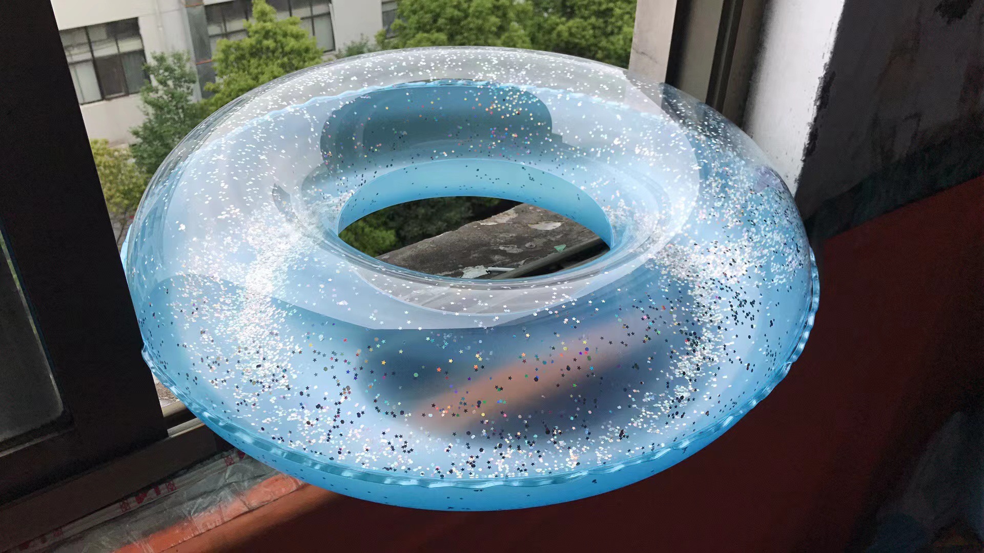 爆款透明亮片游泳圈创意新款充气游泳圈加厚大号浮力游泳训练装备详情17