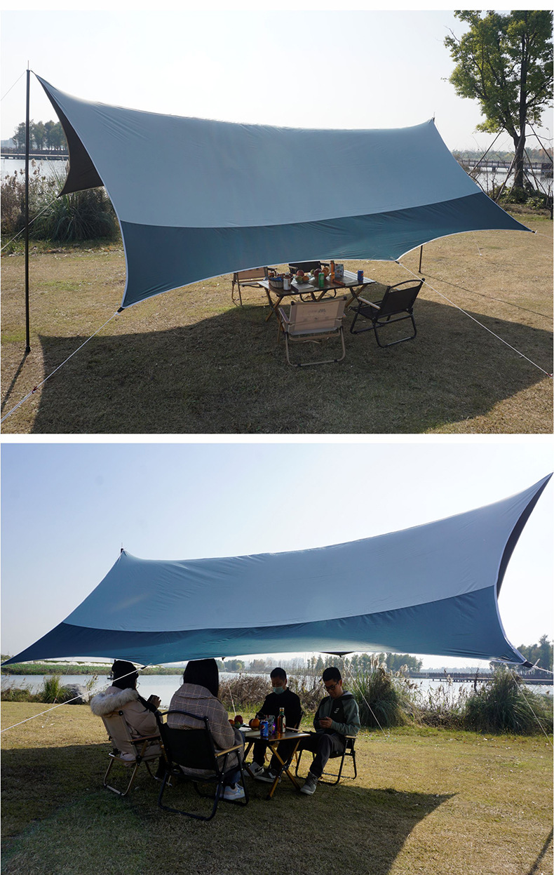 探丽者天幕帐篷黑胶防晒防雨防风户外六角大遮阳棚露营野营野餐详情12