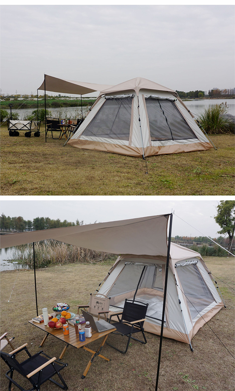 帐篷户外便捷式折叠天幕一体全自动露营防雨野外野营过夜大帐篷详情11