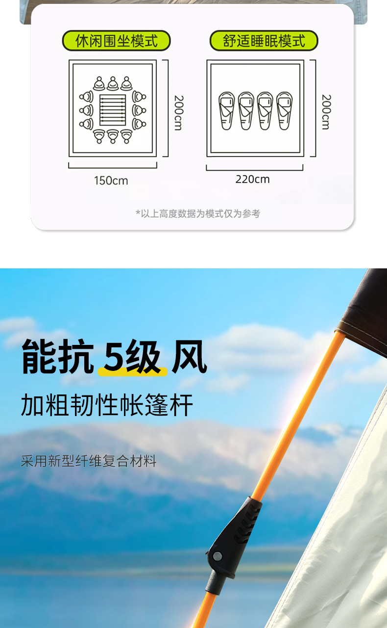 帐篷户外便携式折叠全自动露营沙滩速开野营银胶涂层加厚防雨批发详情5