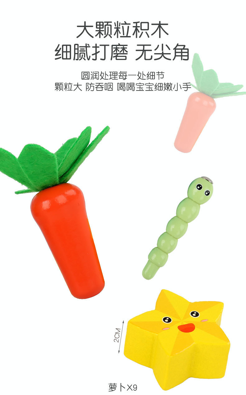 儿童蒙氏木质多功能百宝箱投币箱敲琴拔萝卜水果配对积木益智玩具详情15