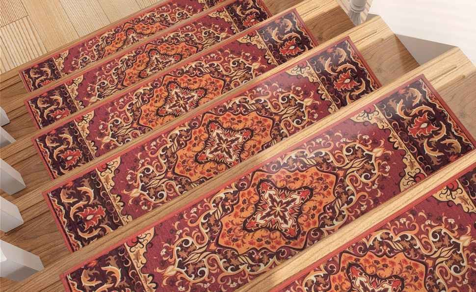 Cross-border Nordic Dornier European-style patterned stair pads, household stair treads, step resistant to dirt, silent and anti-slip pic 1