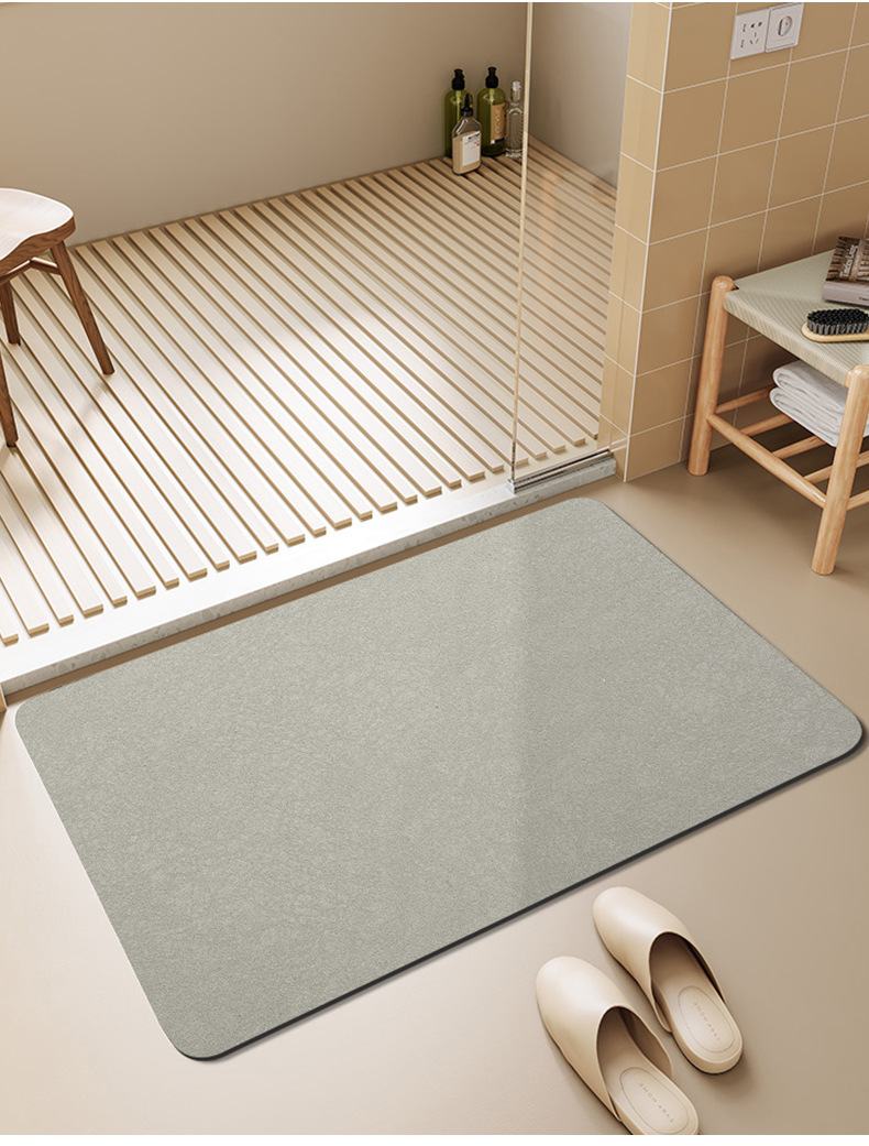 Simple and solid-color diatom mud floor mat for home bathroom door, anti-slip, water-absorbing, quick-drying, dirt-resistant and wear-resistant floor mat pic 9