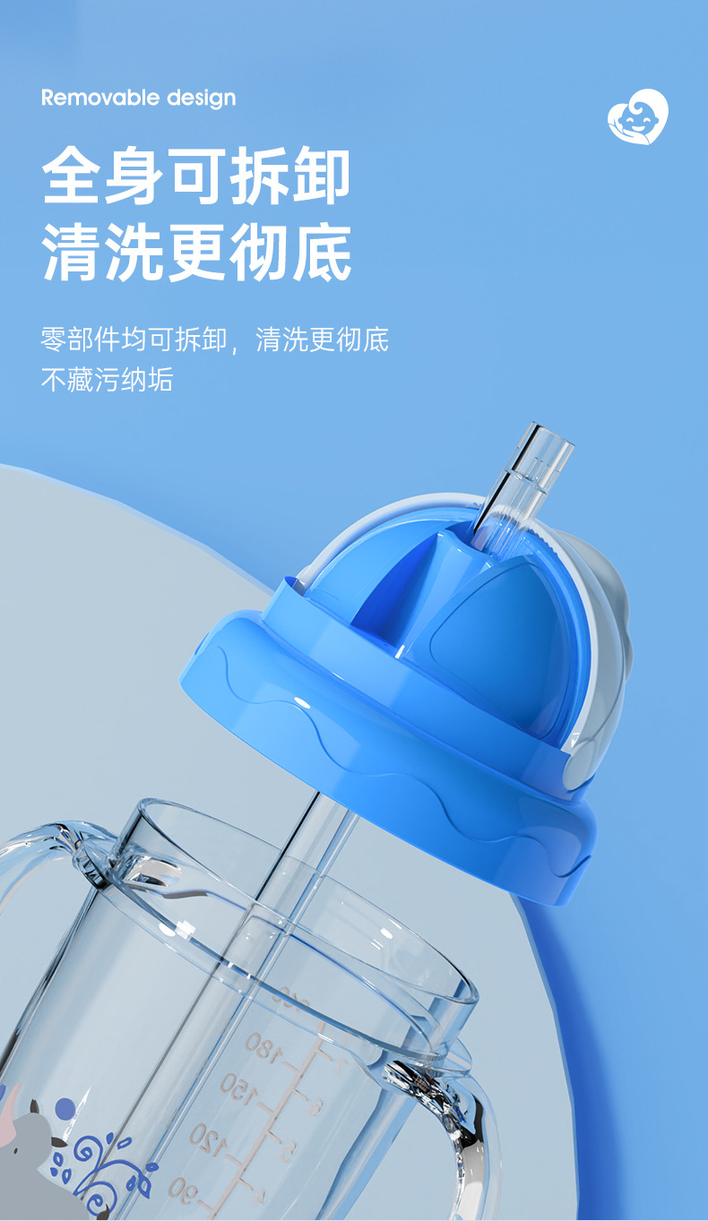 婴儿水杯婴儿学饮杯带吸管带手柄直饮杯儿童水杯防摔防漏饮水杯详情8