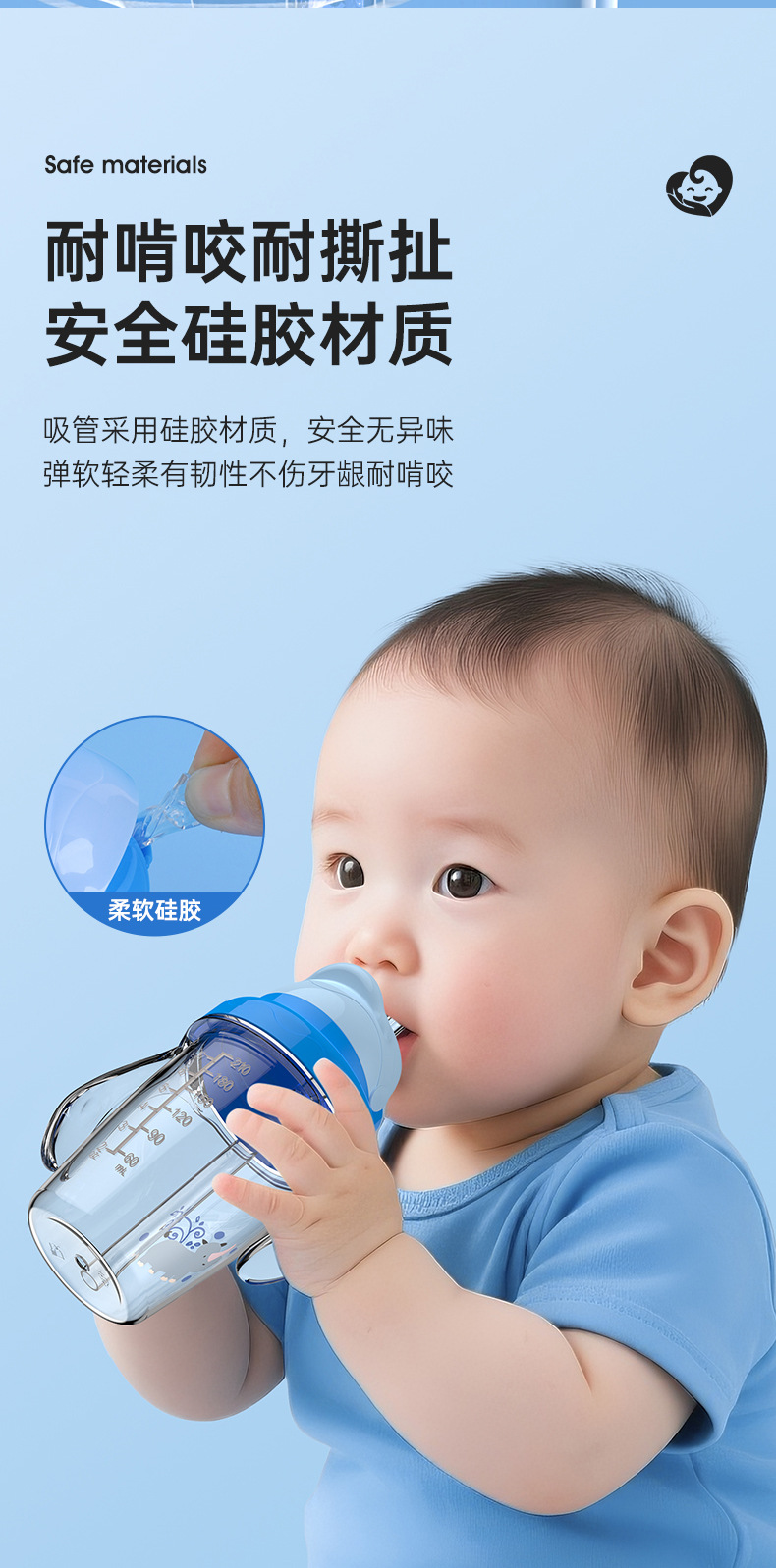 婴儿水杯婴儿学饮杯带吸管带手柄直饮杯儿童水杯防摔防漏饮水杯详情5