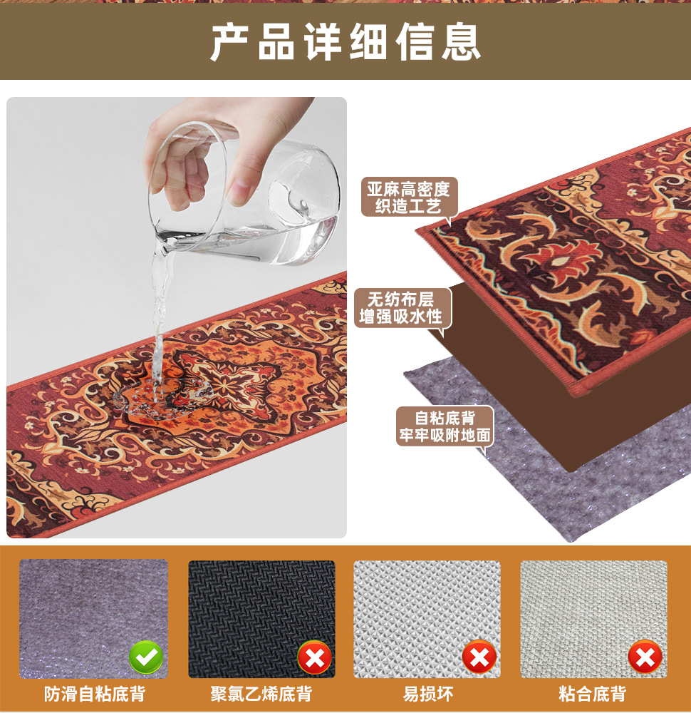 Cross-border Nordic Dornier European-style patterned stair pads, household stair treads, step resistant to dirt, silent and anti-slip pic 2
