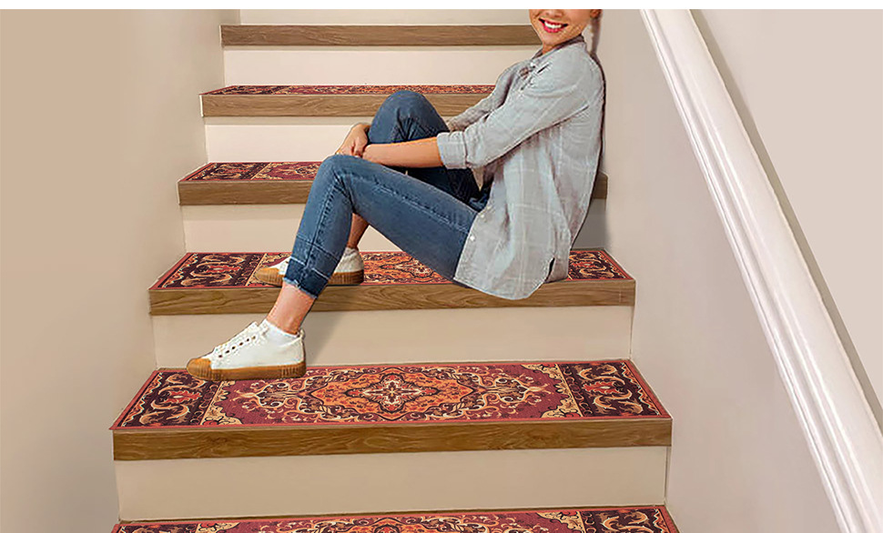 Cross-border Nordic Dornier European-style patterned stair pads, household stair treads, step resistant to dirt, silent and anti-slip pic 5