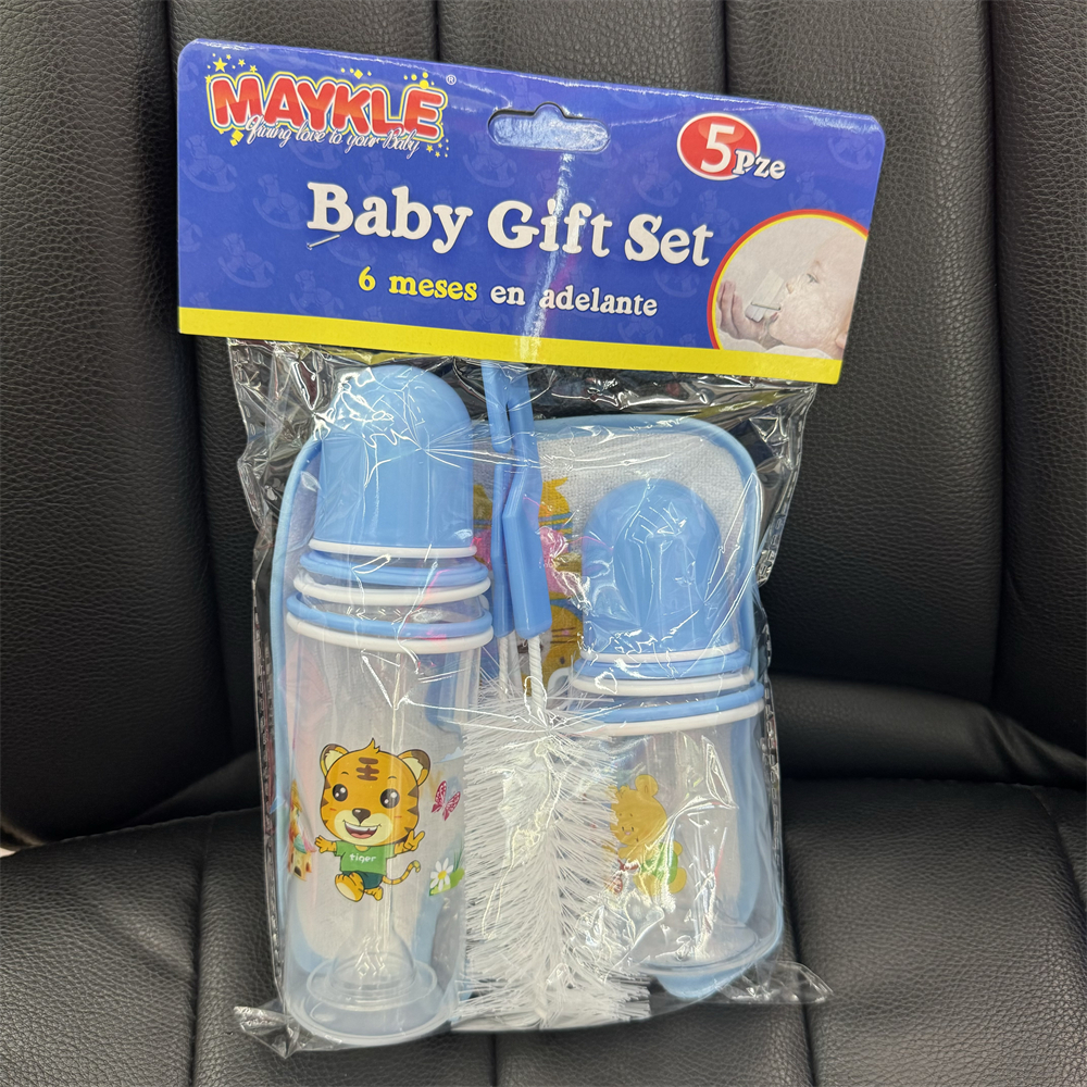 Standard mouth baby bottle, PP foreign trade baby bottle wholesale set, five-piece set, baby bottle drool pocket, baby bottle brush pic 2