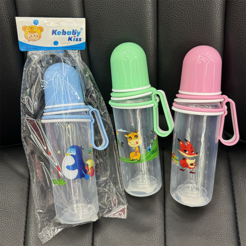 150/250ml straight pp baby bottle, food-grade plastic with handle for drinking and feeding, anti-drop baby bottle pic 2