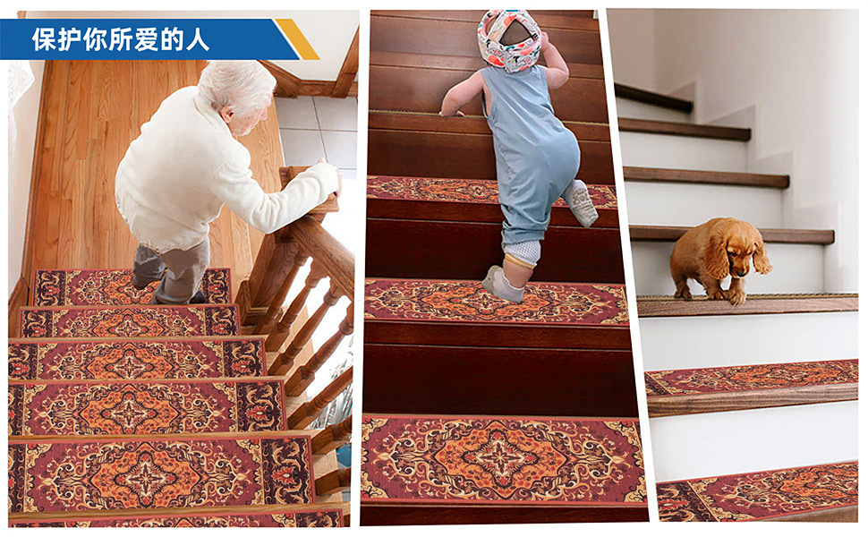 Cross-border Nordic Dornier European-style patterned stair pads, household stair treads, step resistant to dirt, silent and anti-slip pic 4