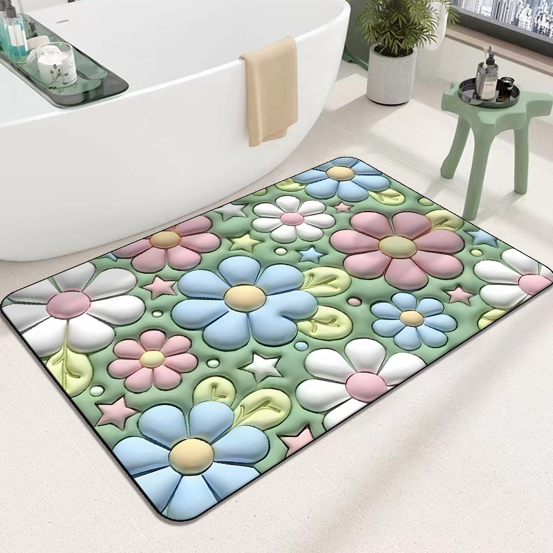 Diatom mud absorbent soft pad 5D, anti-slip floor mat for bathroom and toilet door, anti-slip floor mat for washroom and toilet carpet pic 1