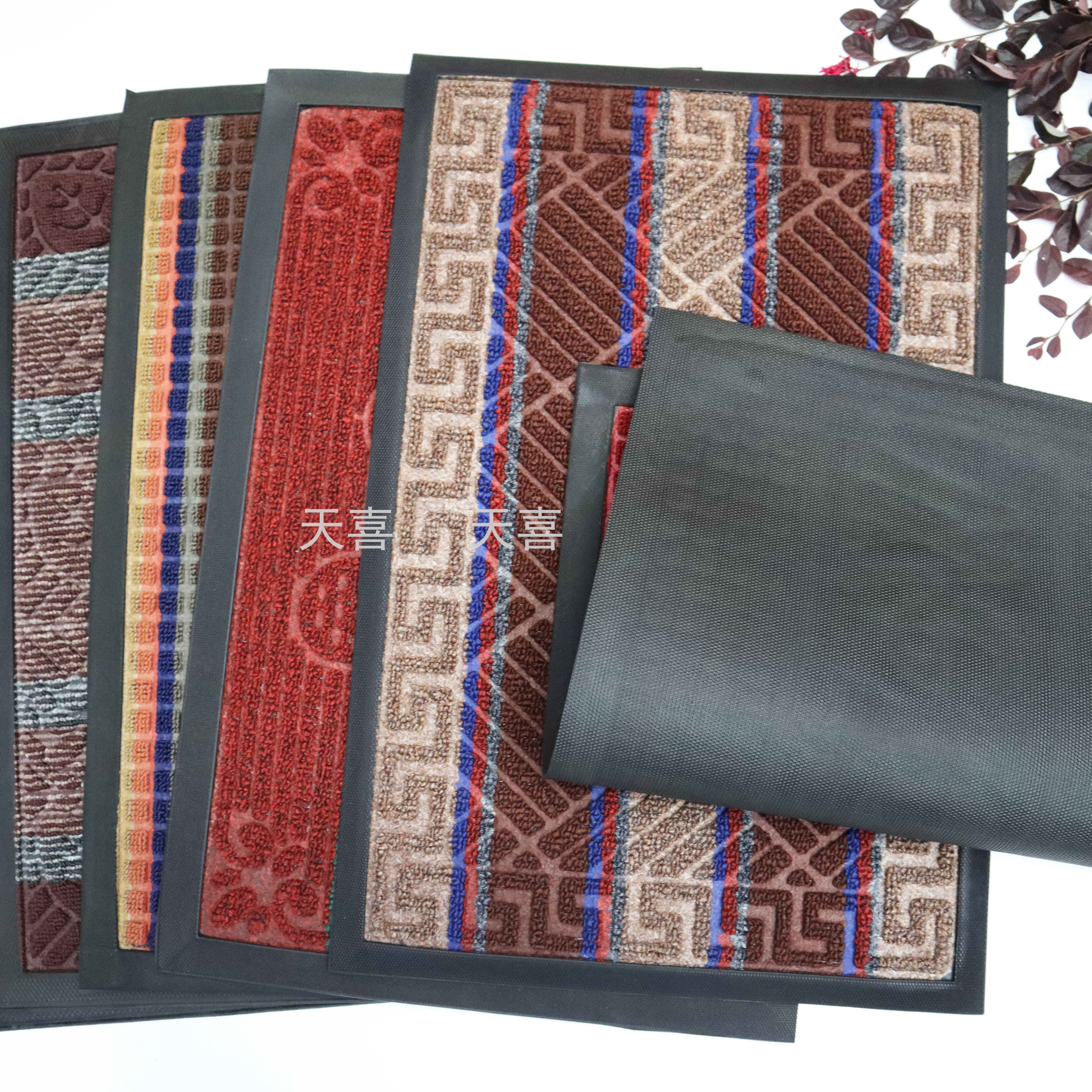 Rectangular comercio exterior mejor vendedor estera de tira de color alfombra de peluche anillo de goma de peluche estera de puerta antideslizante estera de rayas de color pic 8