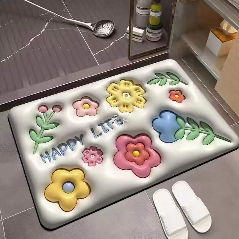 Diatom mud absorbent soft pad 5D, anti-slip floor mat for bathroom and toilet door, anti-slip floor mat for washroom and toilet carpet pic 8