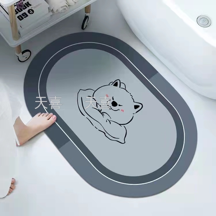 Diatom mud water-absorbing oval floor mat, anti-slip soft foot mat for bathroom door, quick-drying carpet, toilet mat pic 20