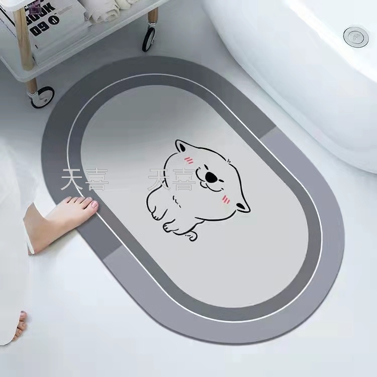 Diatom mud water-absorbing oval floor mat, anti-slip soft foot mat for bathroom door, quick-drying carpet, toilet mat pic 17