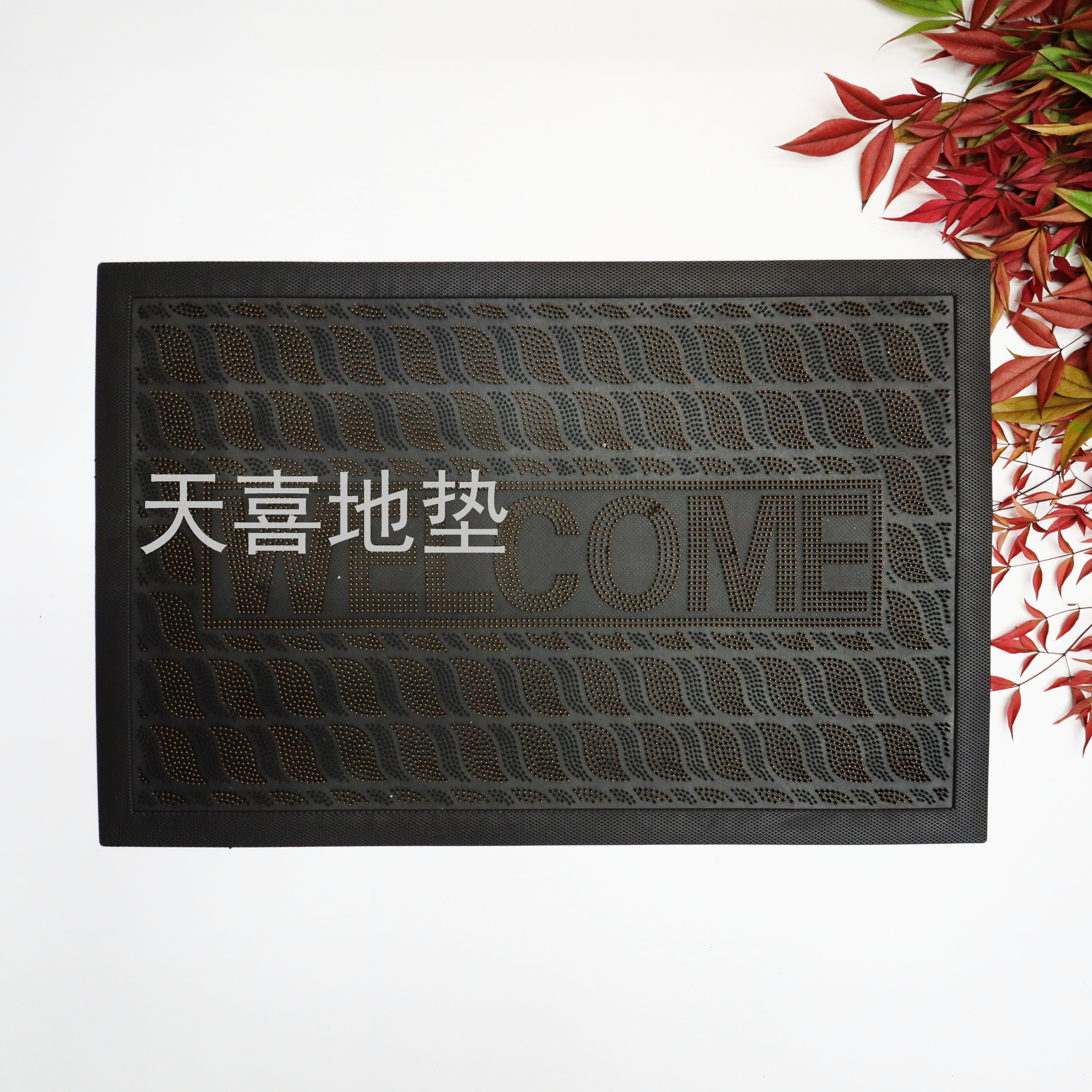 European-style gilded rectangular anti-slip PVC injection molded welcome round carpet floor mat carpet door mat pic 3