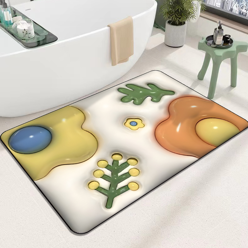 Diatom mud absorbent soft pad 5D, anti-slip floor mat for bathroom and toilet door, anti-slip floor mat for washroom and toilet carpet pic 2