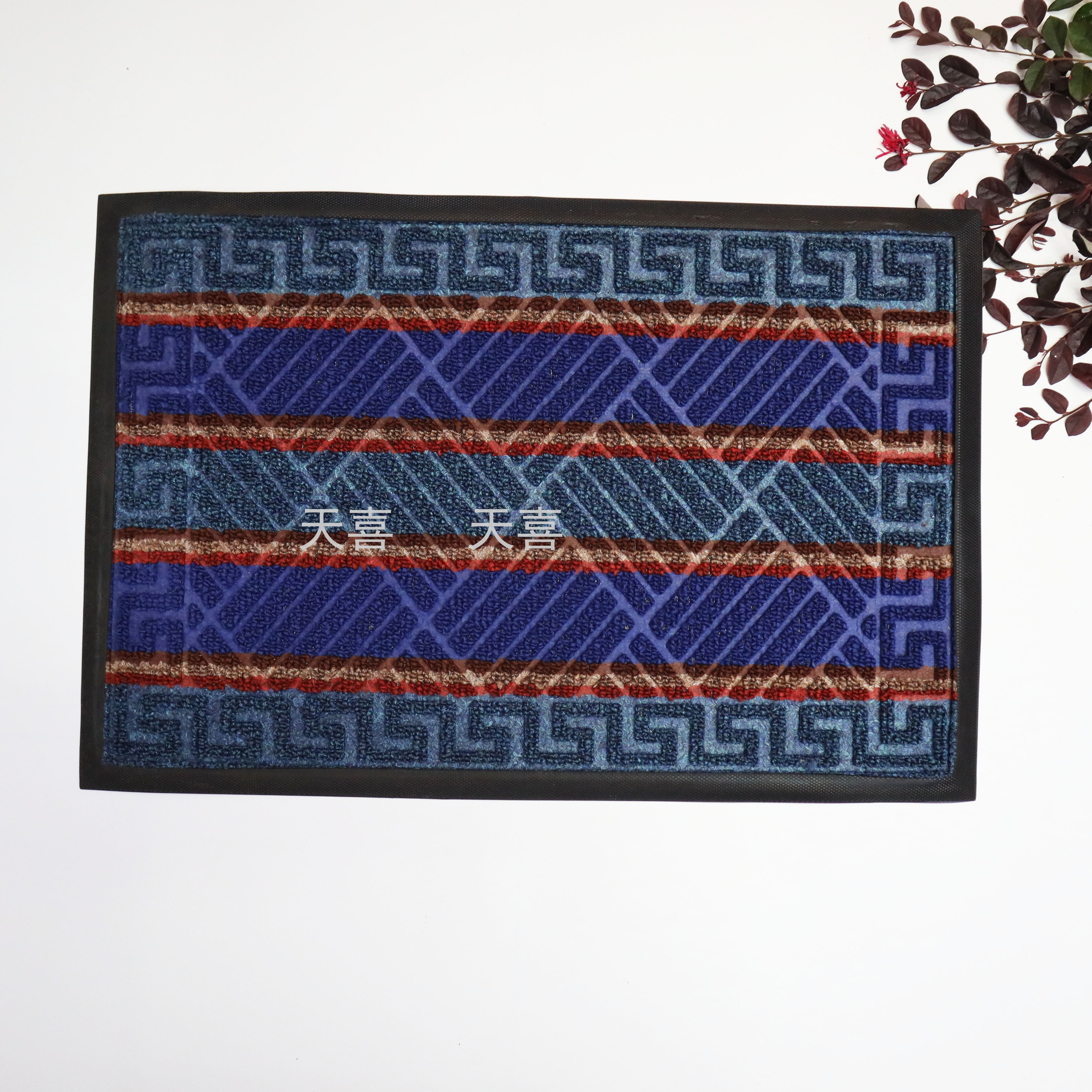 Rectangular comercio exterior mejor vendedor estera de tira de color alfombra de peluche anillo de goma de peluche estera de puerta antideslizante estera de rayas de color pic 2