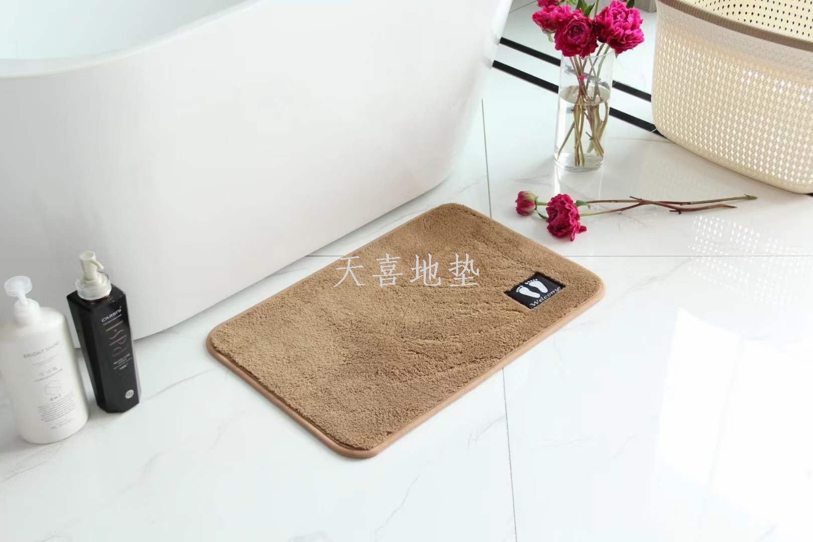 Straight plush thickened floor mat carpet, simple kitchen and bathroom door mat, bathroom anti-slip mat, absorbent foot mat pic 12