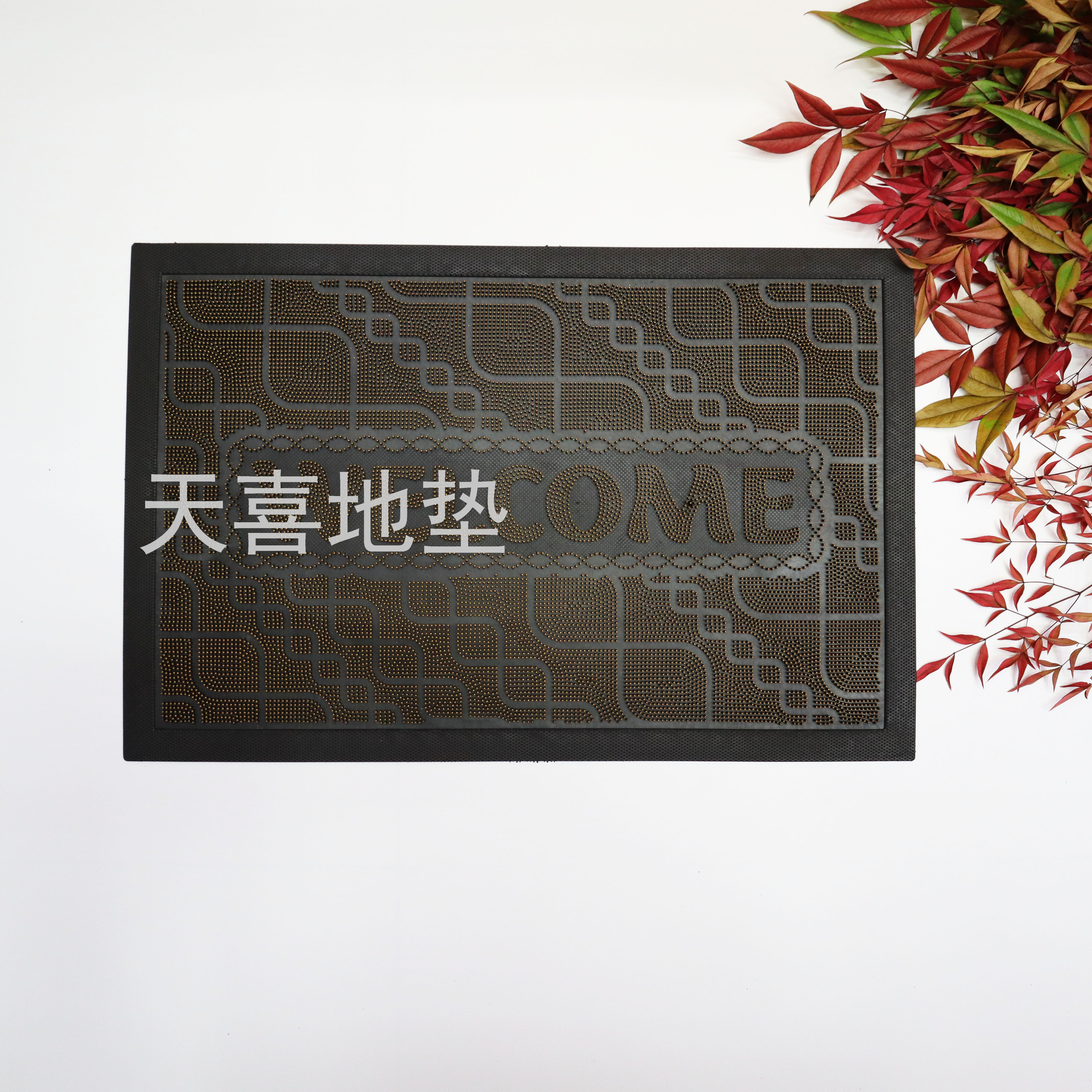 European-style gilded rectangular anti-slip PVC injection molded welcome round carpet floor mat carpet door mat pic 1