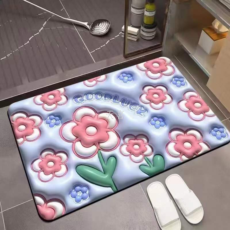Diatom mud absorbent soft pad 5D, anti-slip floor mat for bathroom and toilet door, anti-slip floor mat for washroom and toilet carpet pic 10