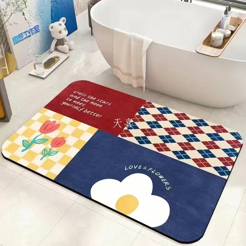 Diatom mud soft pad absorbent pad, bathroom floor mat, diatomite anti-slip quick-drying bathroom floor mat, kitchen toilet pic 6