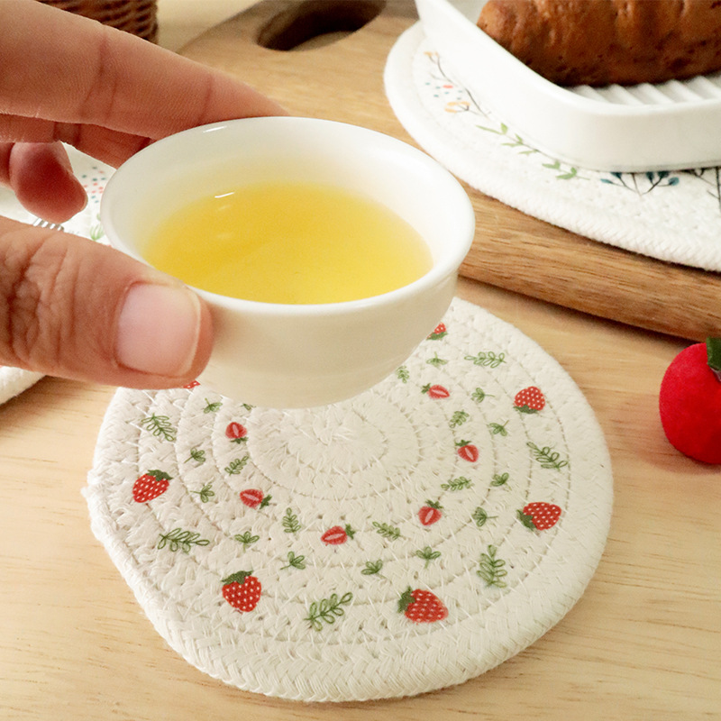 Woven heat insulation pads, table MATS, light luxury Nordic cotton printed placemats, plate MATS and coasters pic 10