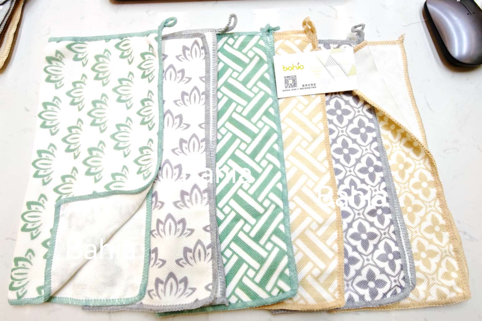 Double-layer plant fiber printed kitchen cleaning small square cloth pic 7