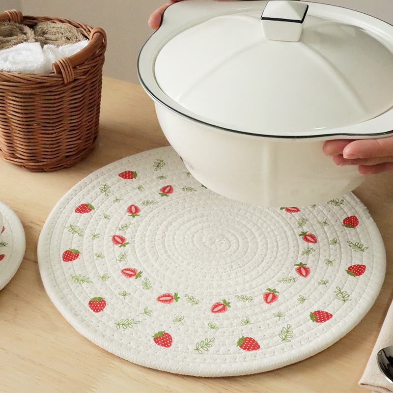 Woven heat insulation pads, table MATS, light luxury Nordic cotton printed placemats, plate MATS and coasters pic 9