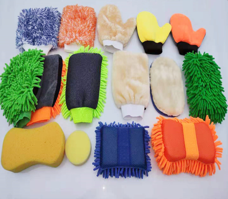 2023 new double-sided colored long and short pile coral pile car cleaning gloves, fine fiber cleaning car washing tools pic 1