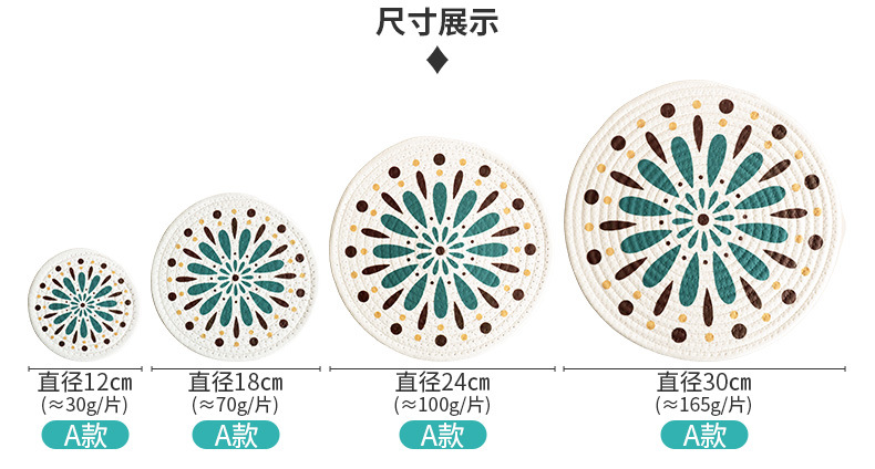 Hot-selling Japanese-style printed cotton rope heat insulation pads, placemats, plate pads and coasters in stock pic 3