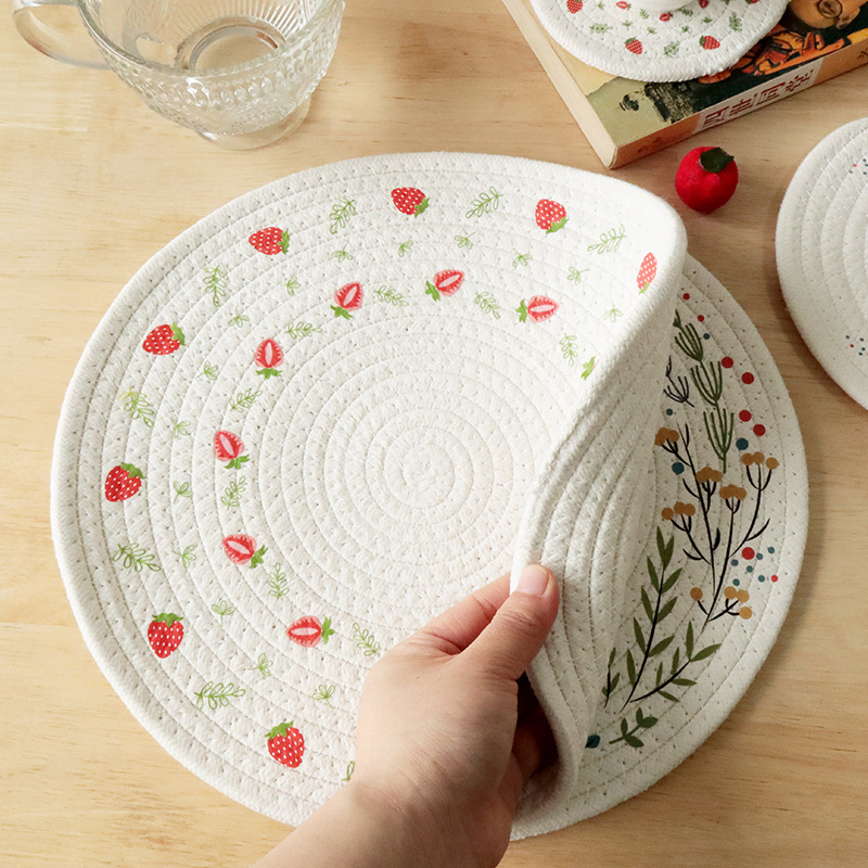 Woven heat insulation pads, table MATS, light luxury Nordic cotton printed placemats, plate MATS and coasters pic 8