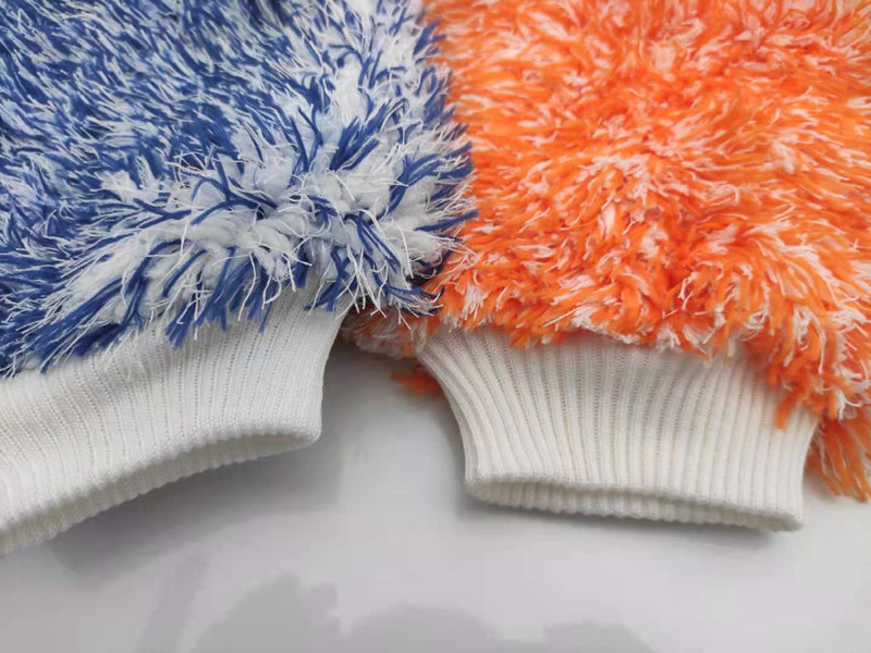2023 new double-sided colored long and short pile coral pile car cleaning gloves, fine fiber cleaning car washing tools pic 8