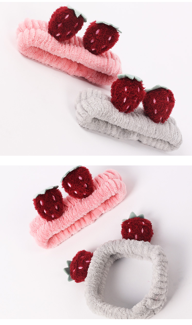 Soft coral fleece cute style cartoon fruit strawberry home hair band, face wash makeup beauty gift hair band pic 2