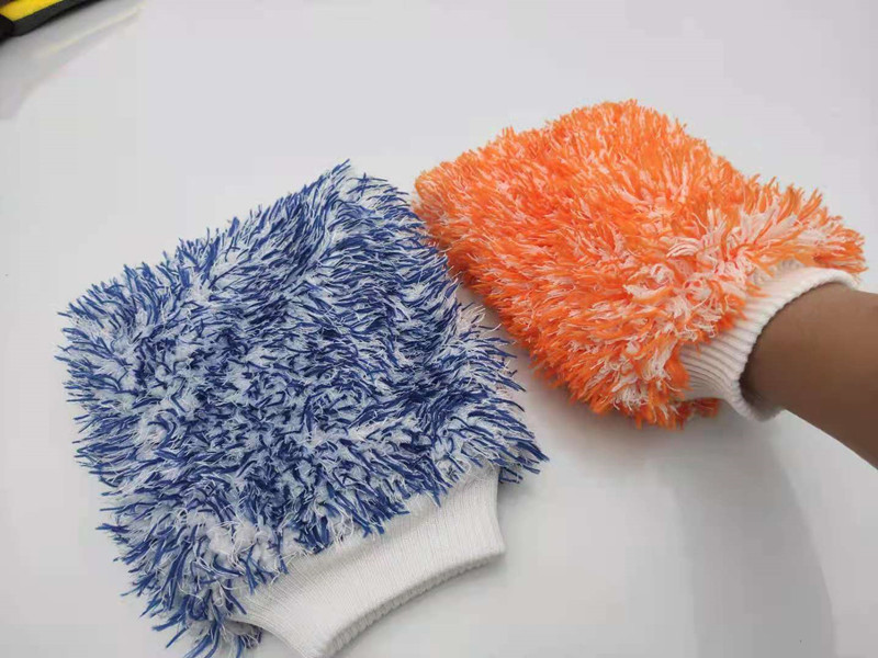2023 new double-sided colored long and short pile coral pile car cleaning gloves, fine fiber cleaning car washing tools pic 5