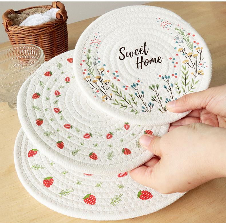 Woven heat insulation pads, table MATS, light luxury Nordic cotton printed placemats, plate MATS and coasters pic 11