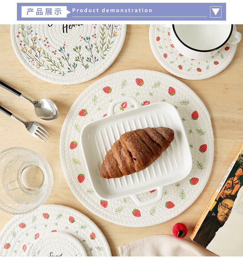 Woven heat insulation pads, table MATS, light luxury Nordic cotton printed placemats, plate MATS and coasters pic 12