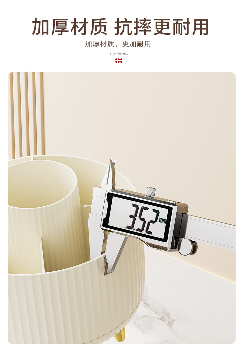 High-end cosmetic storage box, desktop eyeliner pen compartments, 360-degree rotating pen holder, lipstick storage pic 12