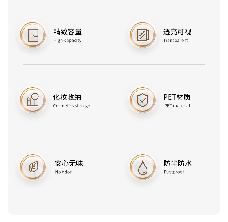 轻奢棉签盒化妆棉收纳盒桌面梳妆台防尘透明卸妆棉口红化妆品盒子详情2