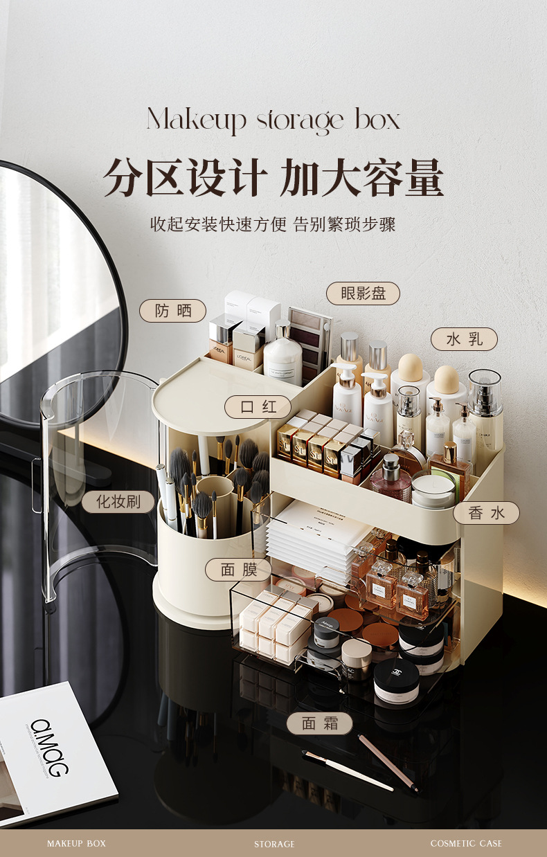 Cosmetic storage box, desktop drawer style, high-end dust-proof pen holder, dressing table, lipstick storage box pic 3