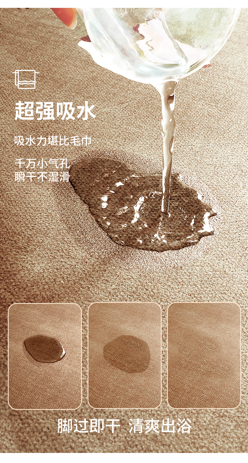 现货浴室地垫L型卫生间吸水脚垫垫硅藻泥厕所门口地毯家用批发详情5