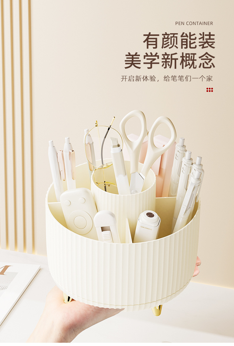 High-end cosmetic storage box, desktop eyeliner pen compartments, 360-degree rotating pen holder, lipstick storage pic 5