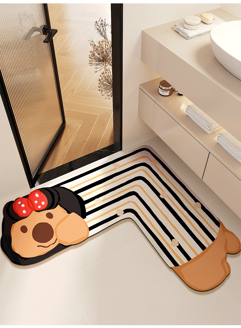 现货浴室地垫L型卫生间吸水脚垫垫硅藻泥厕所门口地毯家用批发详情12