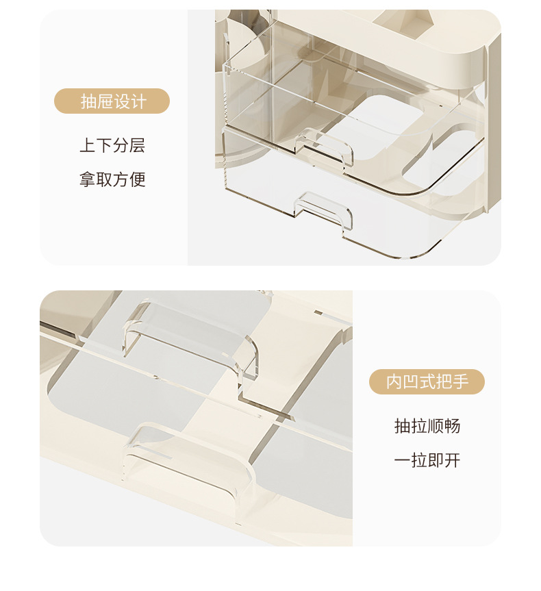 Cosmetic storage box, desktop drawer style, high-end dust-proof pen holder, dressing table, lipstick storage box pic 15