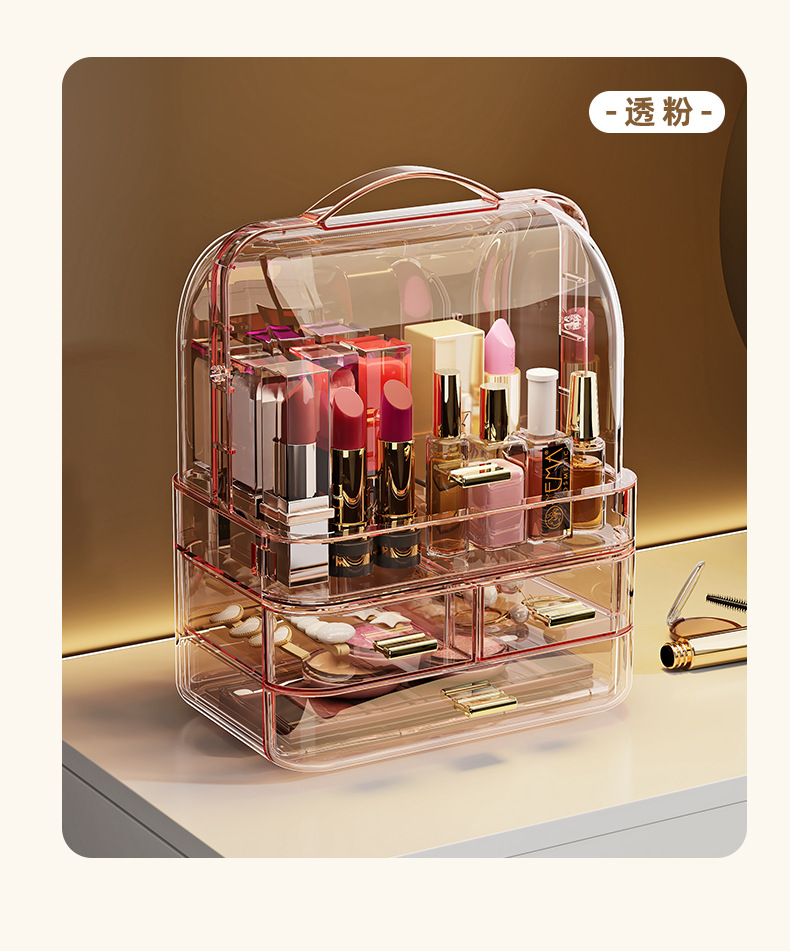 Cosmetics storage box desktop, large-capacity drawer-type skin care product rack, dressing table, lipstick and eyebrow pencil organization box pic 12