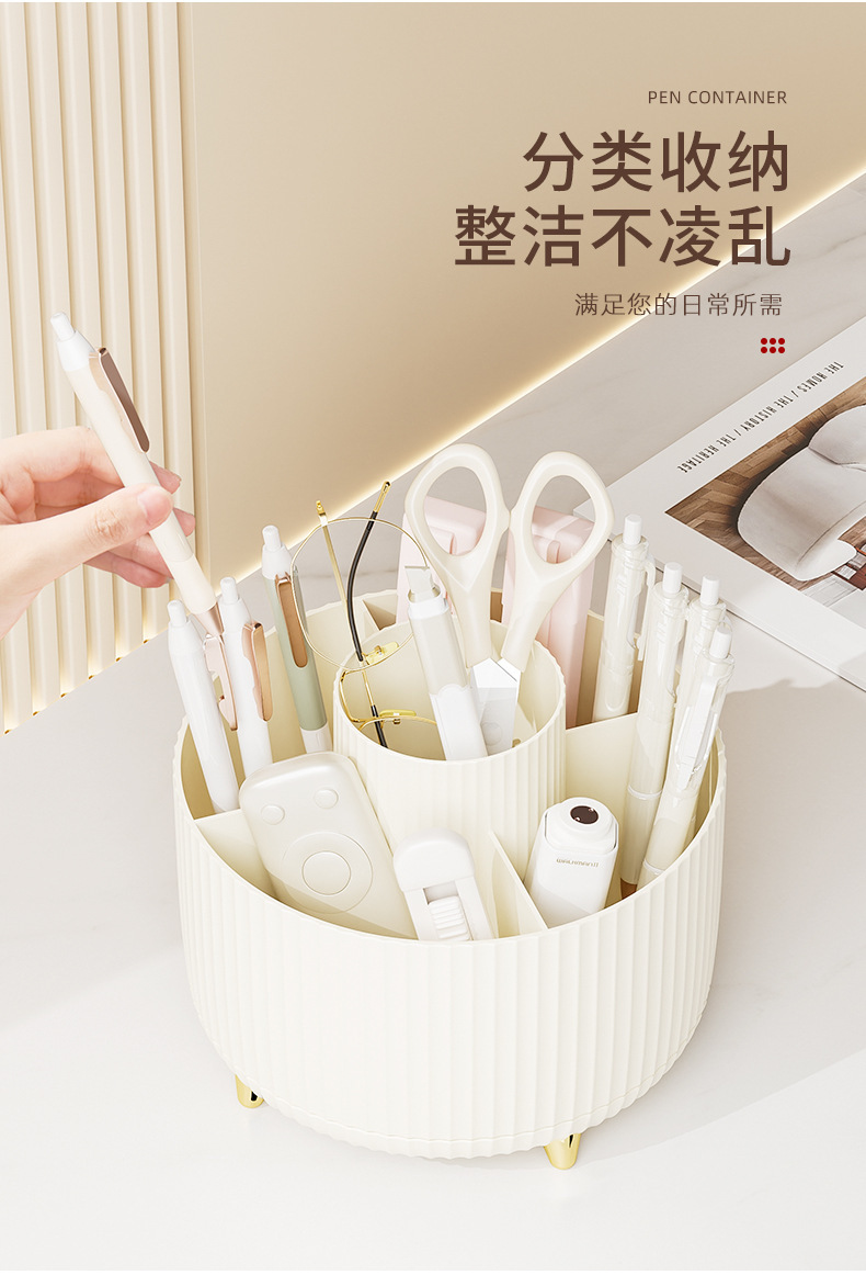 High-end cosmetic storage box, desktop eyeliner pen compartments, 360-degree rotating pen holder, lipstick storage pic 6