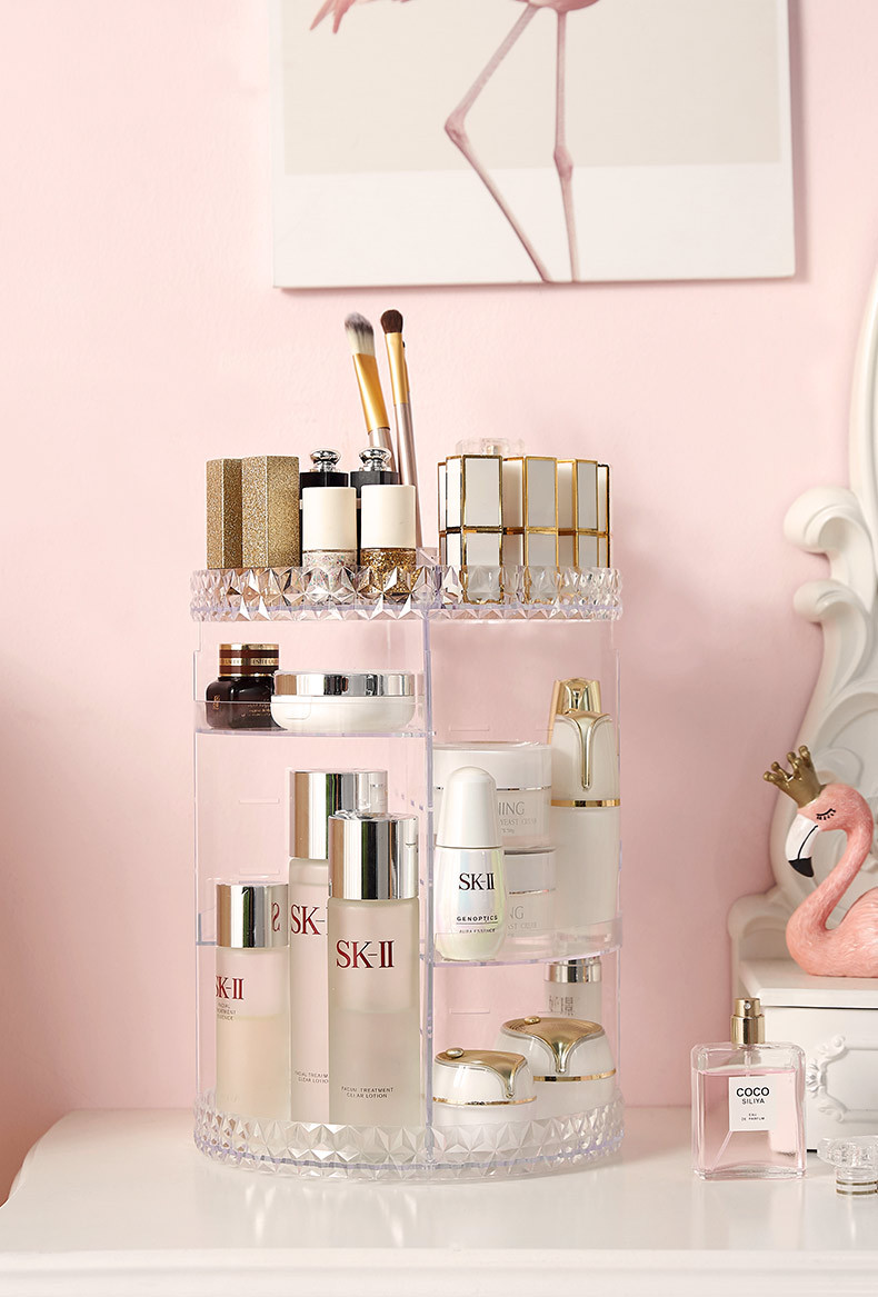 360-degree rotating multi-layer transparent cosmetic storage box, storage rack, organizing box, cosmetic organizing box, household storage box pic 11